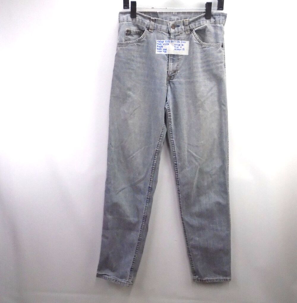Vintage 1984 Levis 550 Gray/White Tab Jeans Mens 30 Light Wash Blue Denim USA